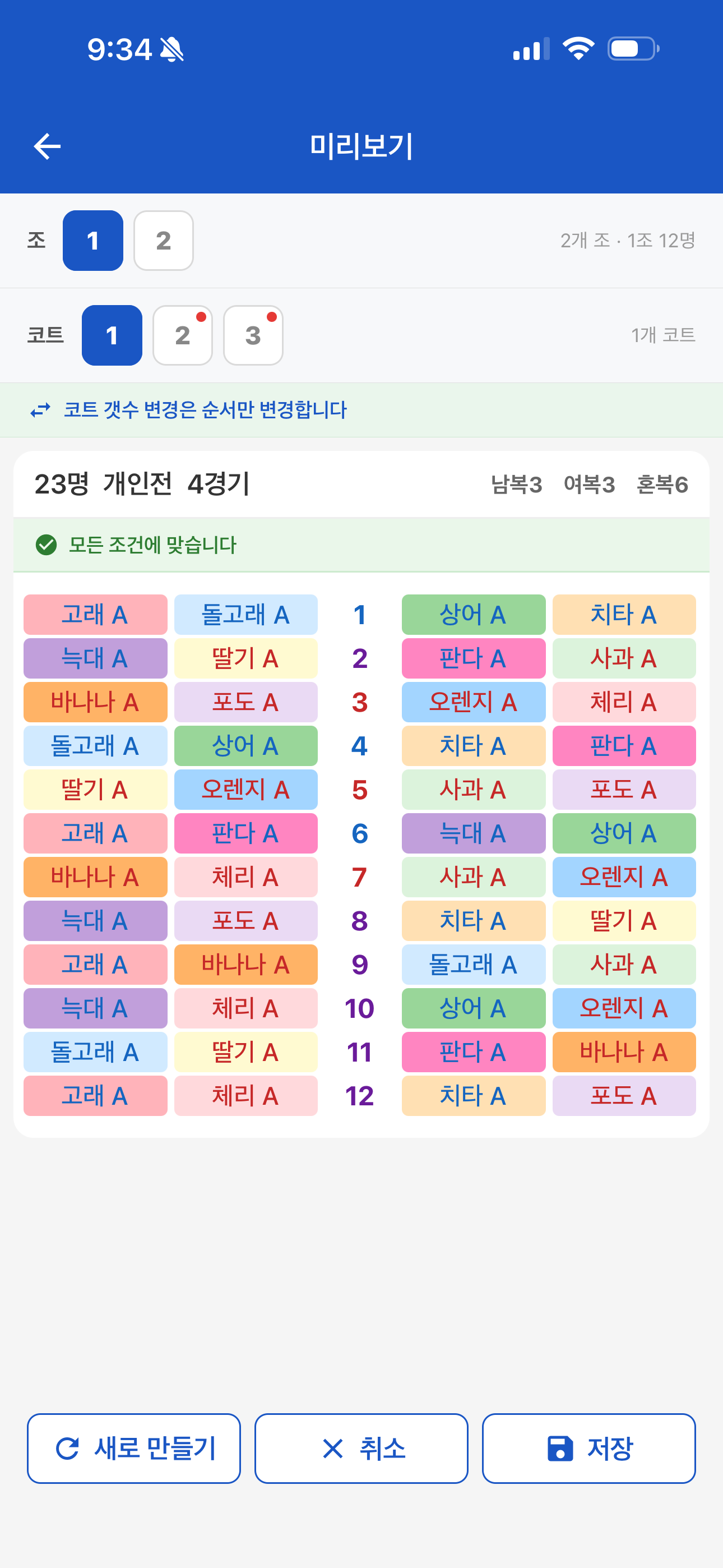 조 2개 (12+11)